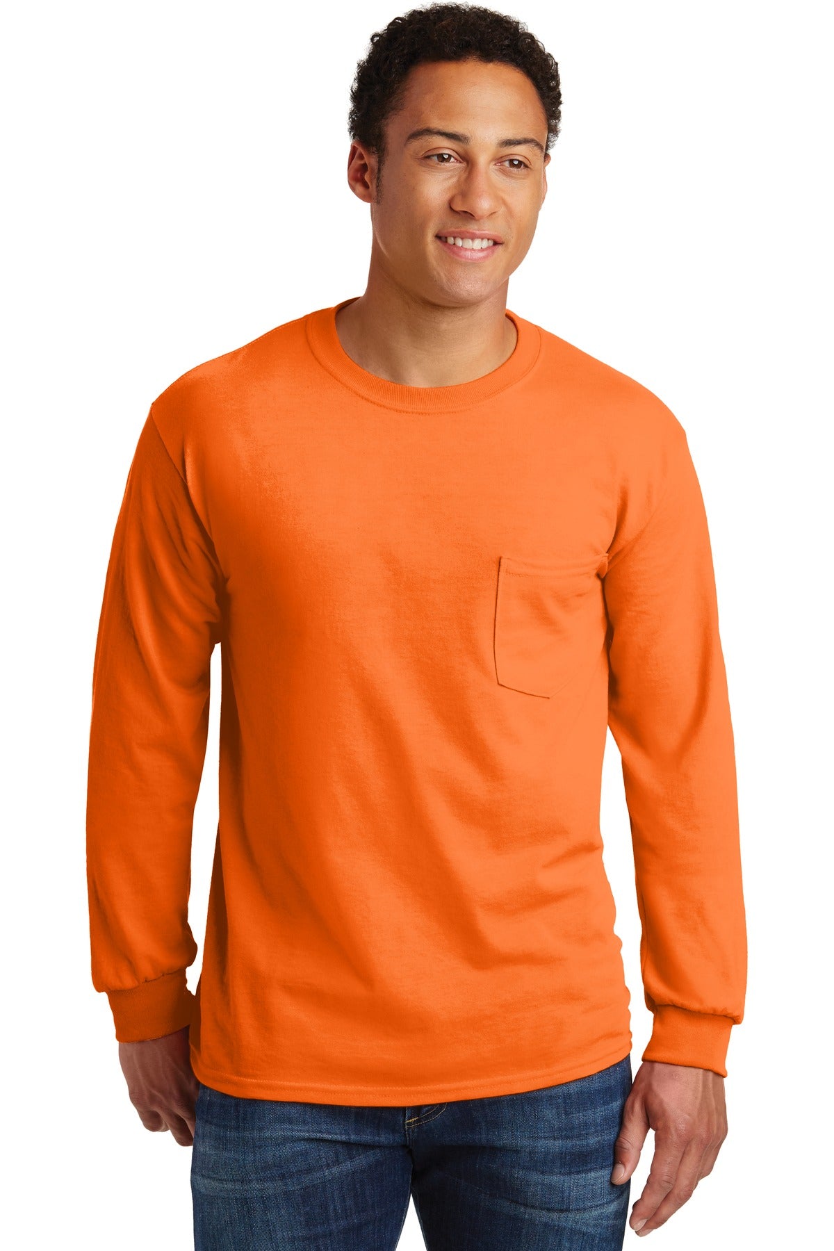 Gildan - Ultra Cotton 100% US Cotton Long Sleeve T-Shirt with Pocket.  2410