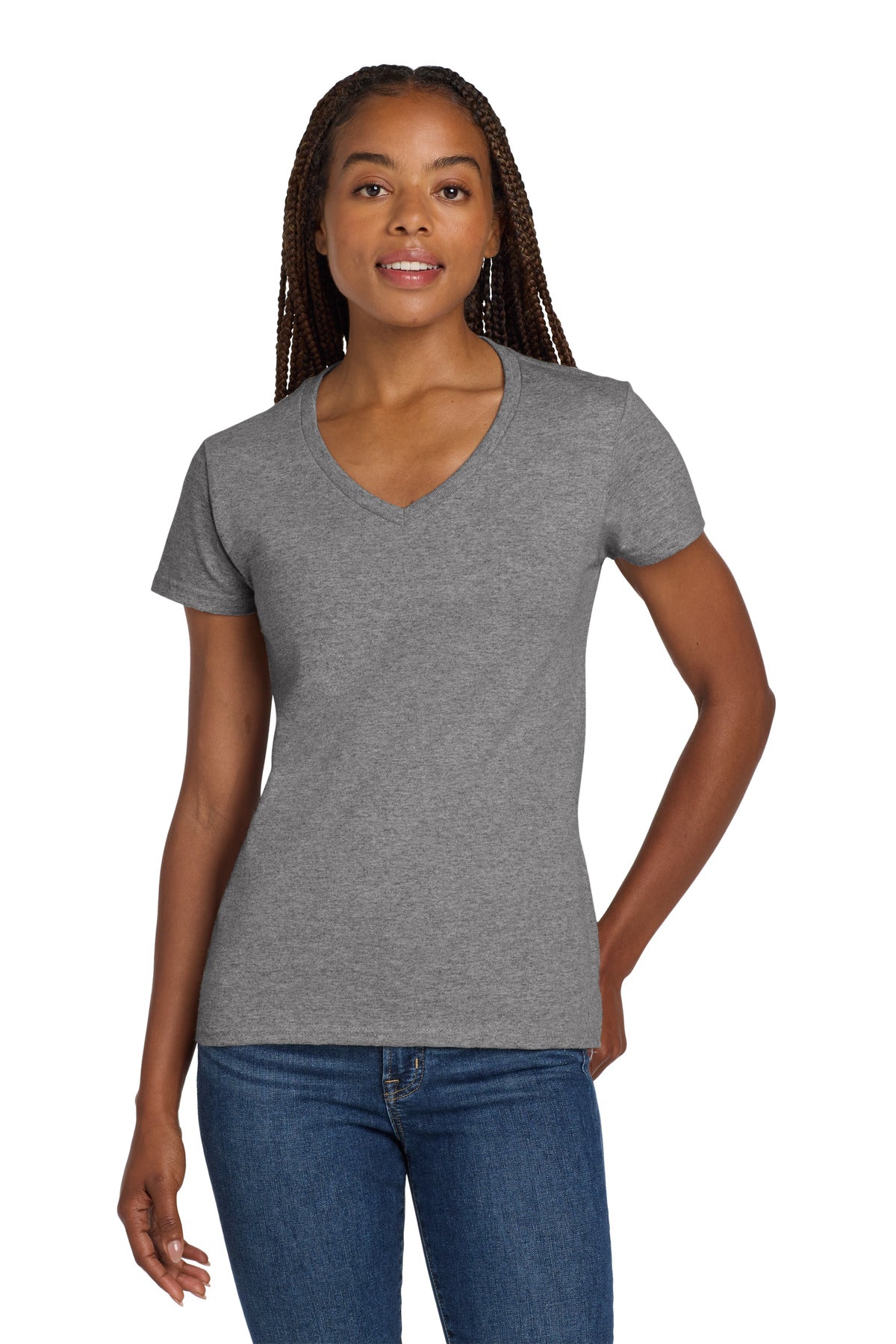 Gildan Ladies Heavy Cotton‚Ñ¢ 100% Cotton V-Neck T-Shirt. 5V00L