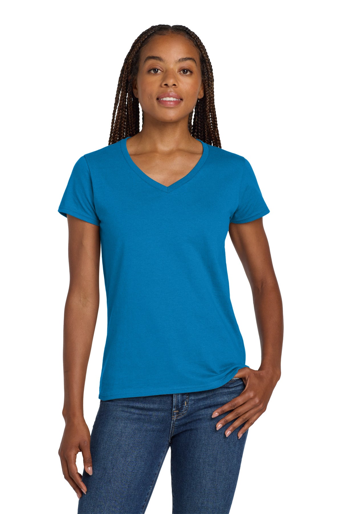 Gildan Ladies Heavy Cotton‚Ñ¢ 100% Cotton V-Neck T-Shirt. 5V00L