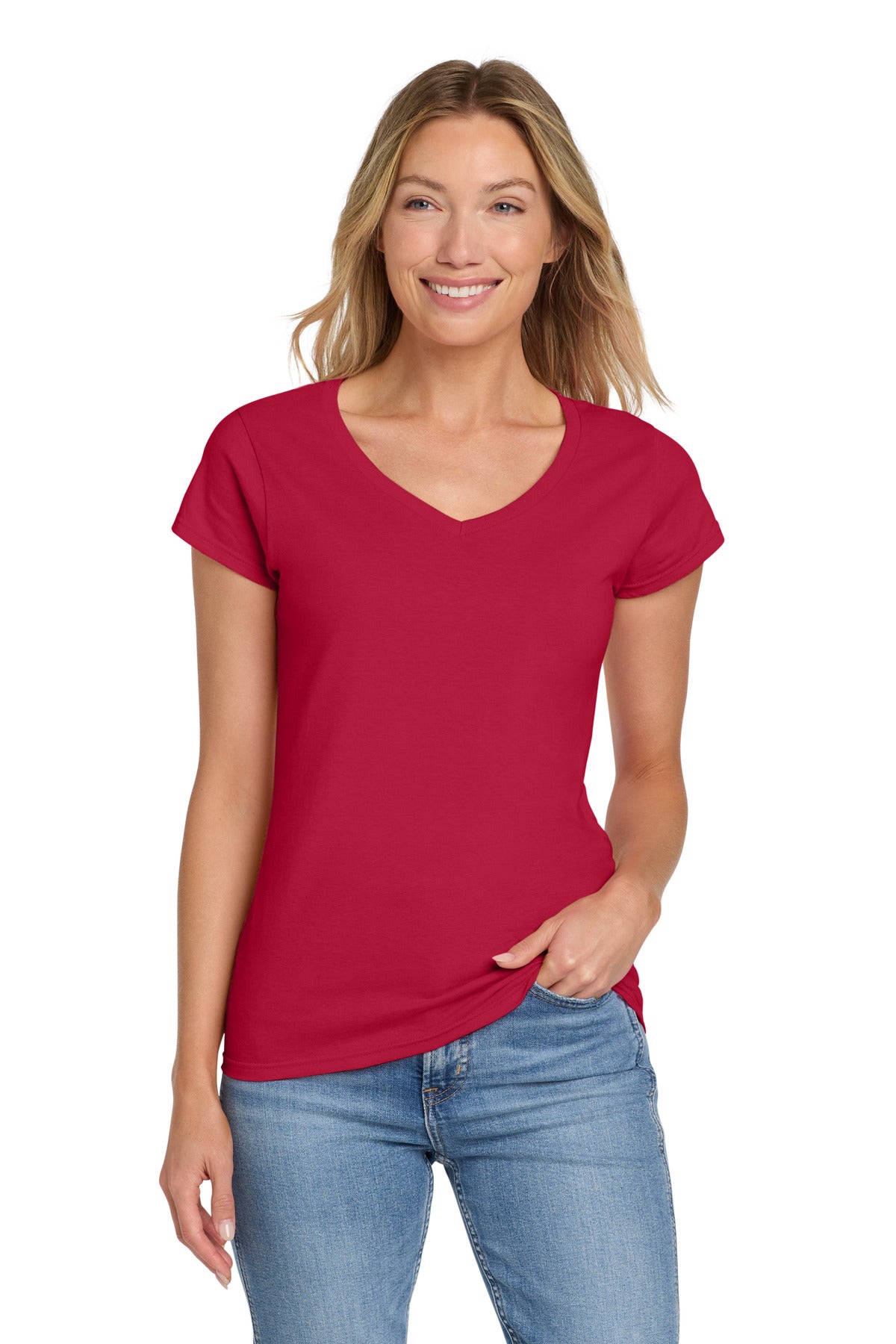 Gildan Softstyle Ladies Fit V-Neck T-Shirt. 64V00L