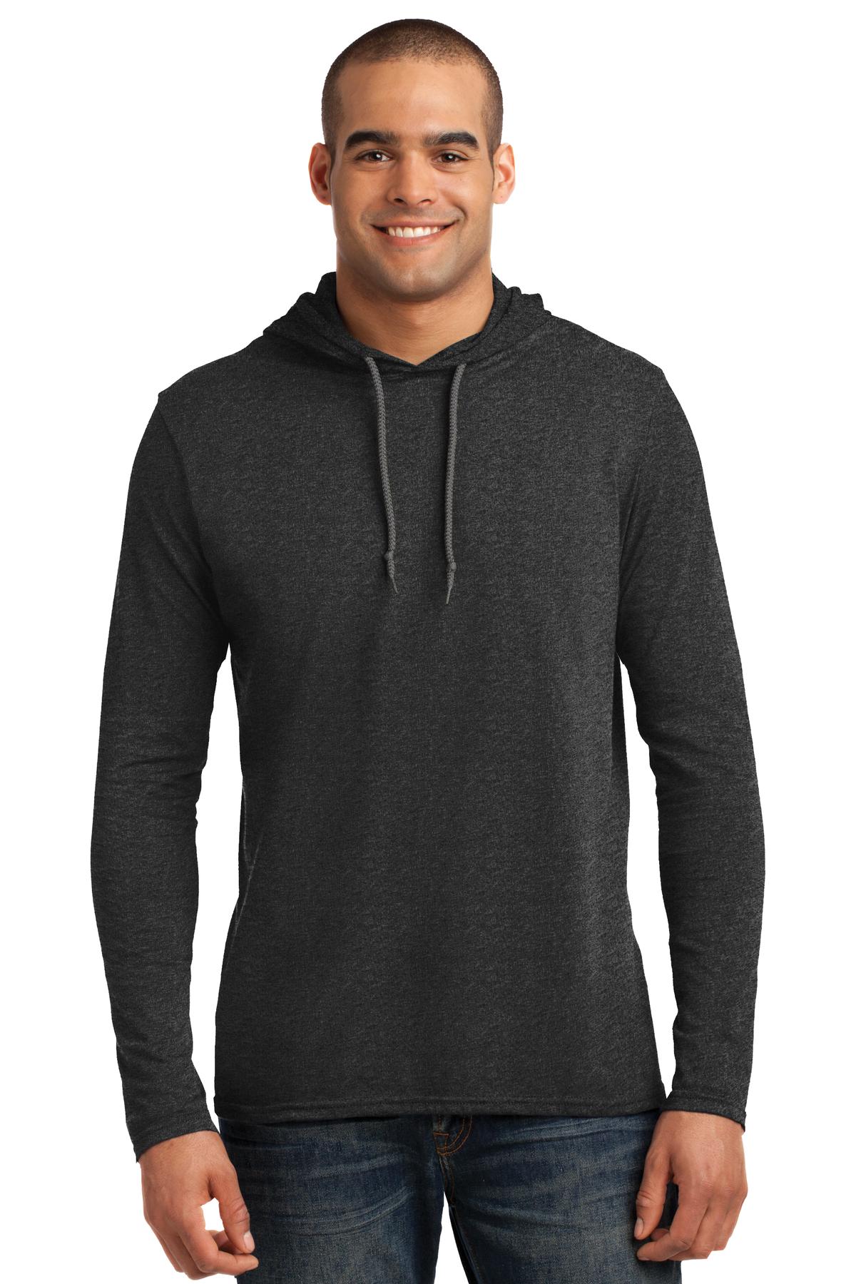 Gildan 100% Ring Spun Cotton Long Sleeve Hooded T-Shirt. 987