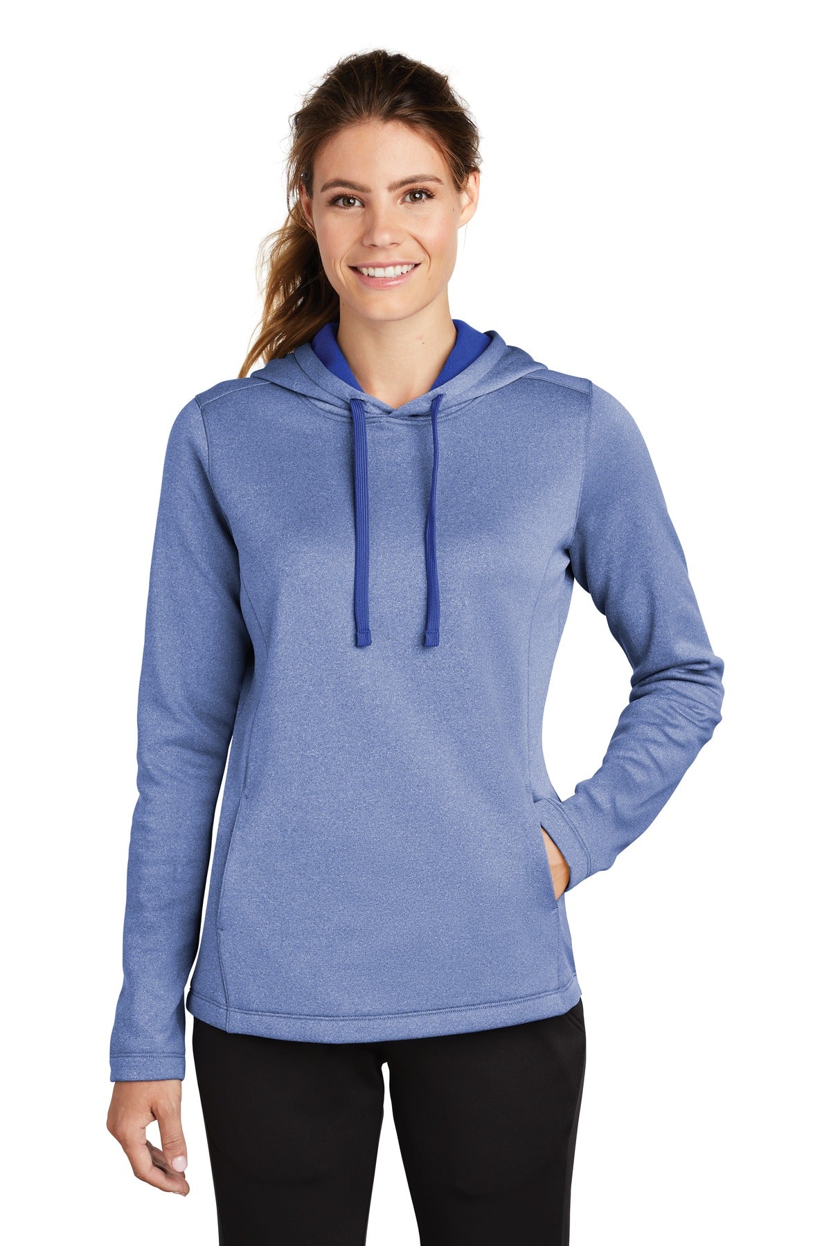 Sport-Tek  Ladies PosiCharge  Sport-Wick  Heather Fleece Hooded Pullover. LST264