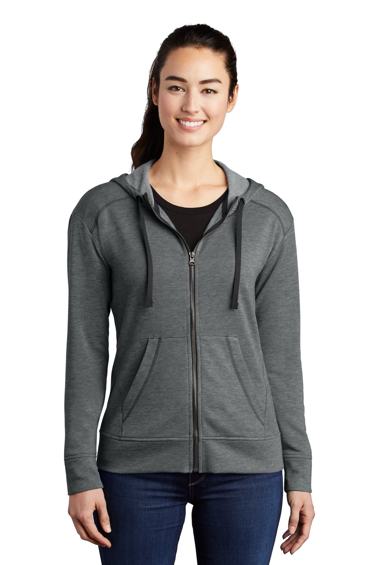 Sport-Tek  Ladies PosiCharge  Tri-Blend Wicking Fleece Full-Zip Hooded Jacket LST293