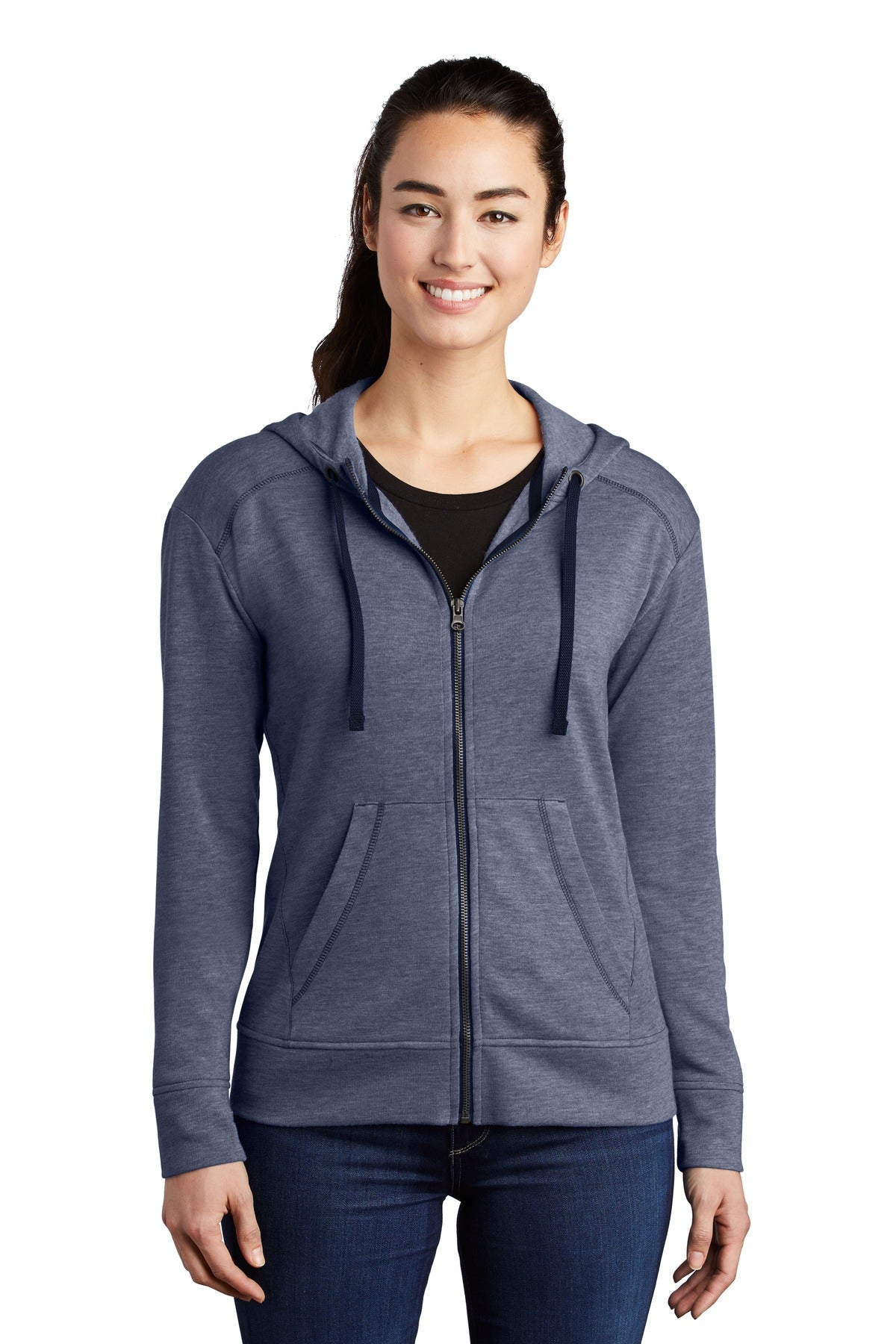 Sport-Tek  Ladies PosiCharge  Tri-Blend Wicking Fleece Full-Zip Hooded Jacket LST293