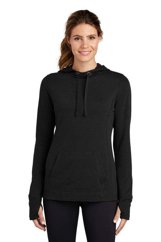 Sport-Tek  Ladies PosiCharge  Tri-Blend Wicking Fleece Hooded Pullover. LST296