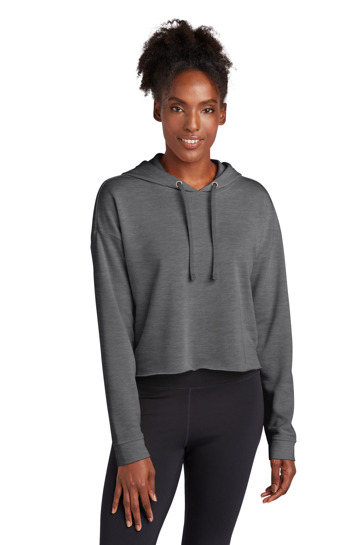 Sport-Tek  Ladies PosiCharge  Tri-Blend Wicking Fleece Crop Hooded Pullover LST298