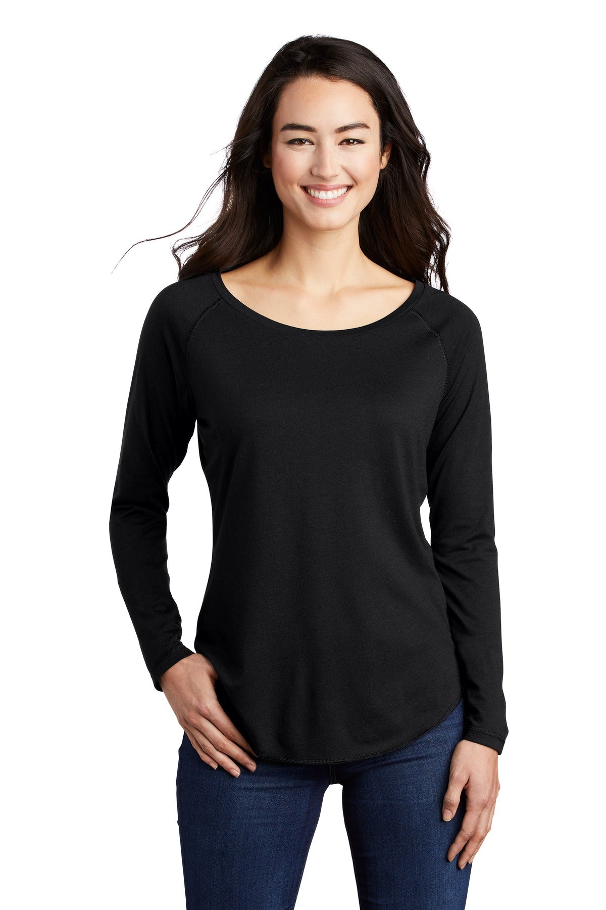 Sport-Tek  Ladies PosiCharge  Long Sleeve Tri-Blend Wicking Scoop Neck Raglan Tee LST400LS