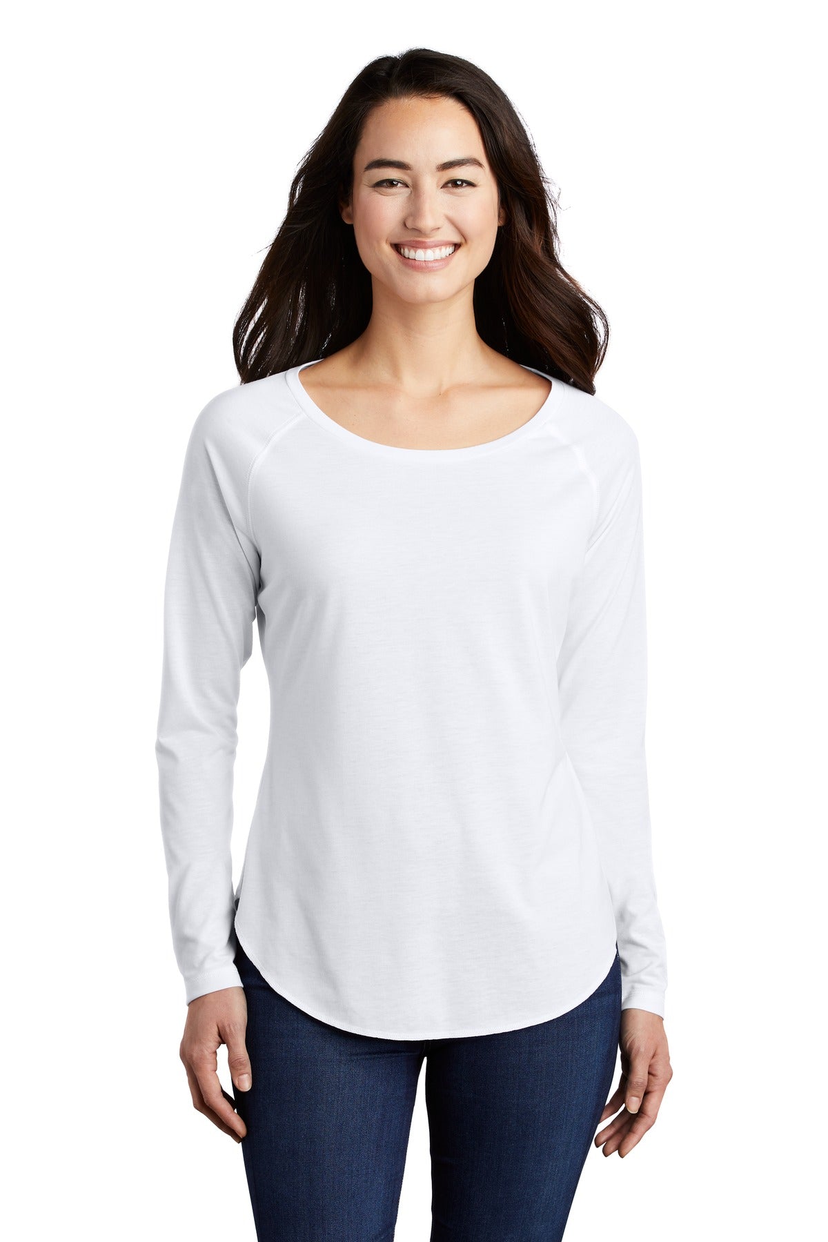 Sport-Tek  Ladies PosiCharge  Long Sleeve Tri-Blend Wicking Scoop Neck Raglan Tee LST400LS