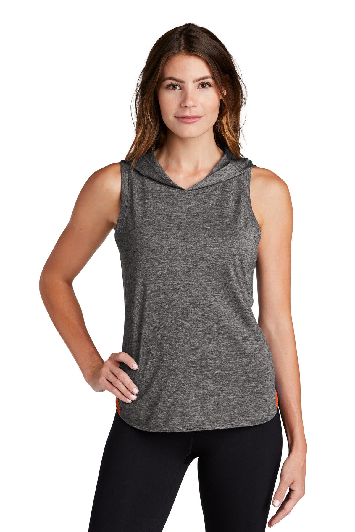 Sport-Tek  Ladies PosiCharge  Tri-Blend Wicking Draft Hoodie Tank. LST410