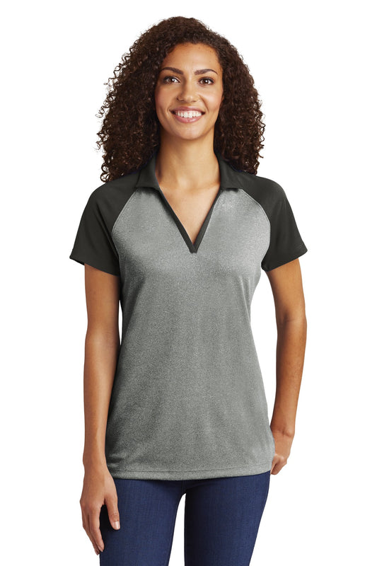 Sport-Tek  Ladies PosiCharge  RacerMesh  Raglan Heather Block Polo. LST641