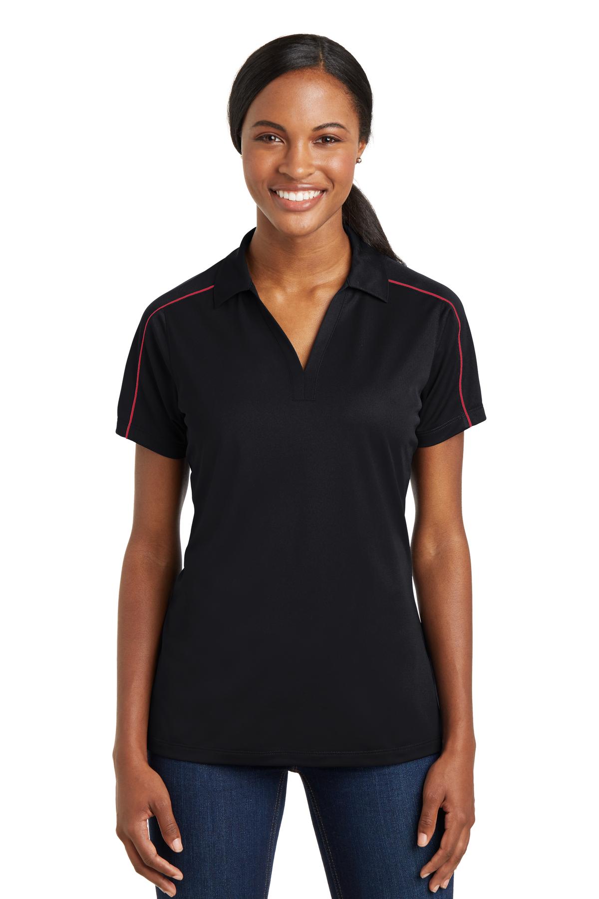 Sport-Tek Ladies Micropique Sport-Wick Piped Polo. LST653