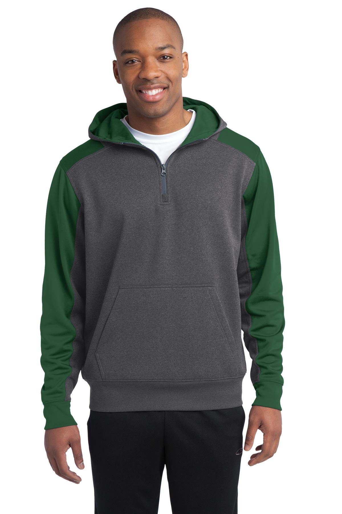 Sport-Tek  Tech Fleece Colorblock 1/4-Zip Hooded Sweatshirt. ST249