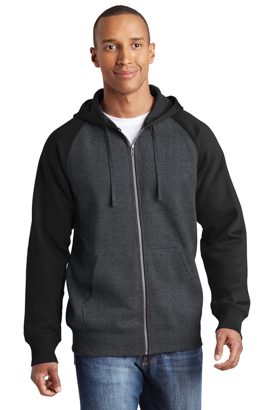 Sport-Tek Raglan Colorblock Full-Zip Hooded Fleece Jacket.  ST269