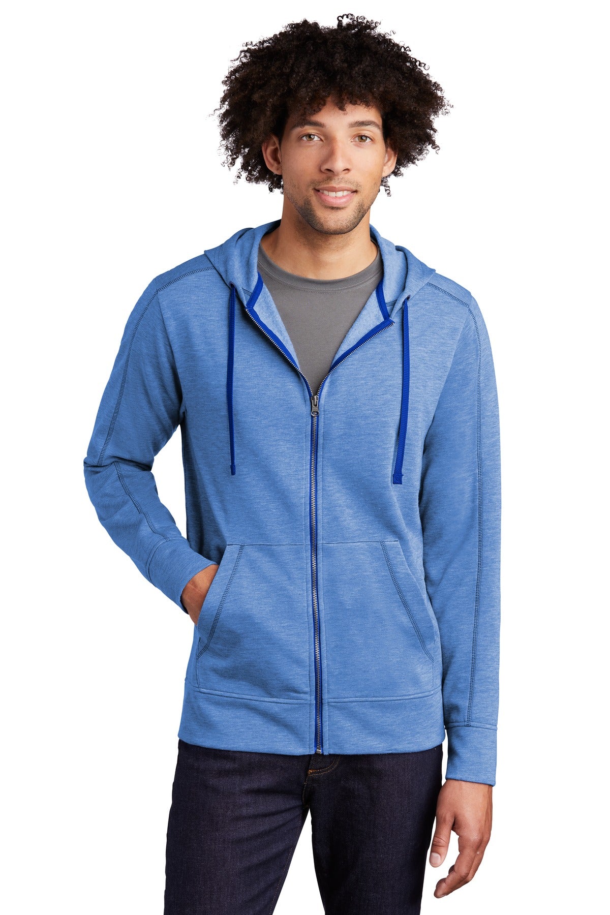 Sport-Tek  PosiCharge  Tri-Blend Wicking Fleece Full-Zip Hooded Jacket ST293