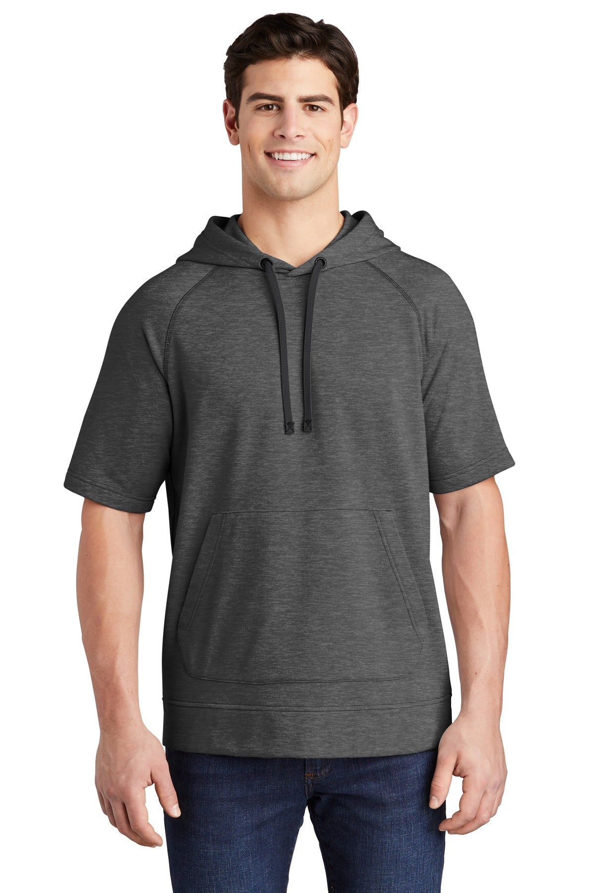 Sport-Tek  PosiCharge  Tri-Blend Wicking Fleece Short Sleeve Hooded Pullover ST297