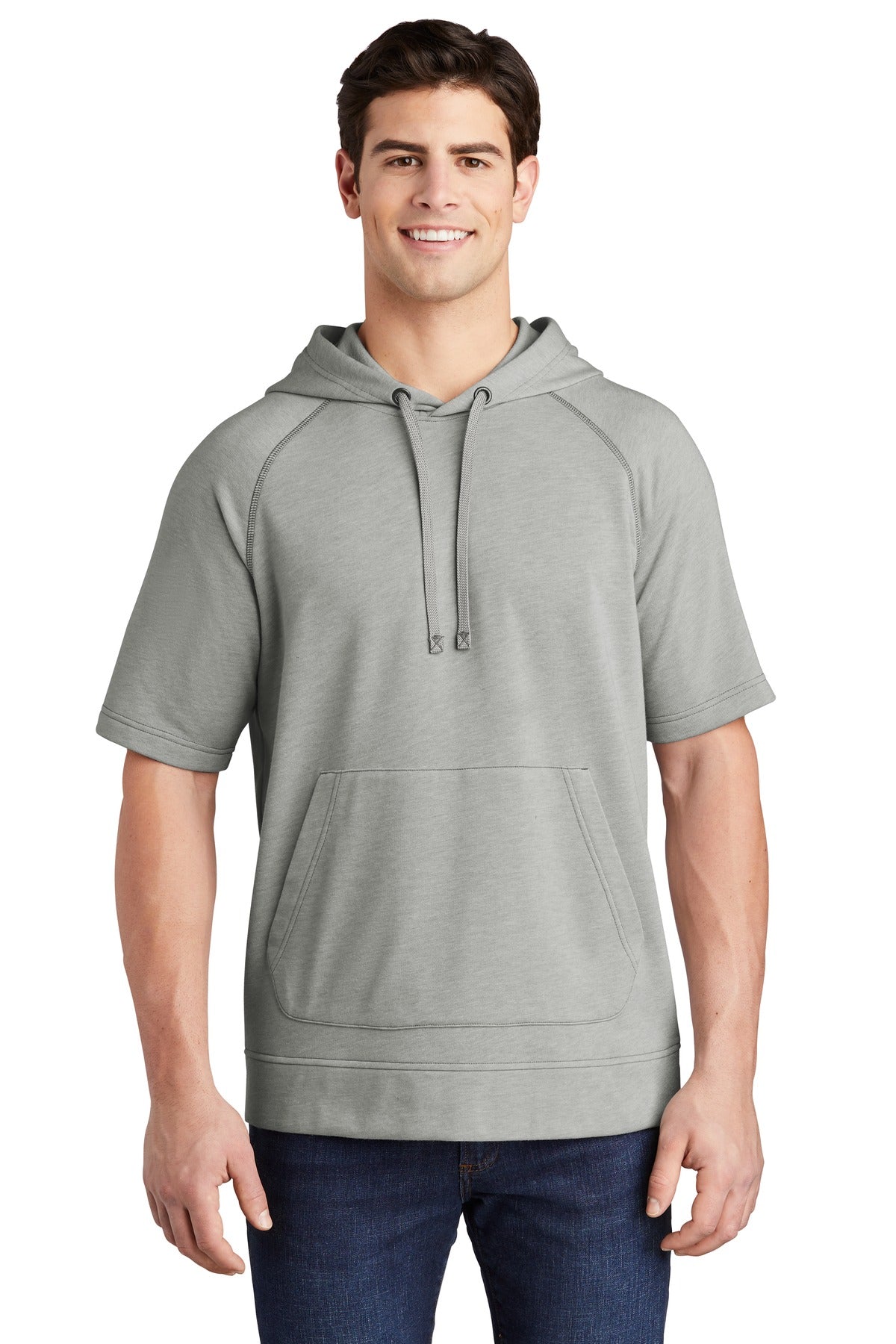 Sport-Tek  PosiCharge  Tri-Blend Wicking Fleece Short Sleeve Hooded Pullover ST297