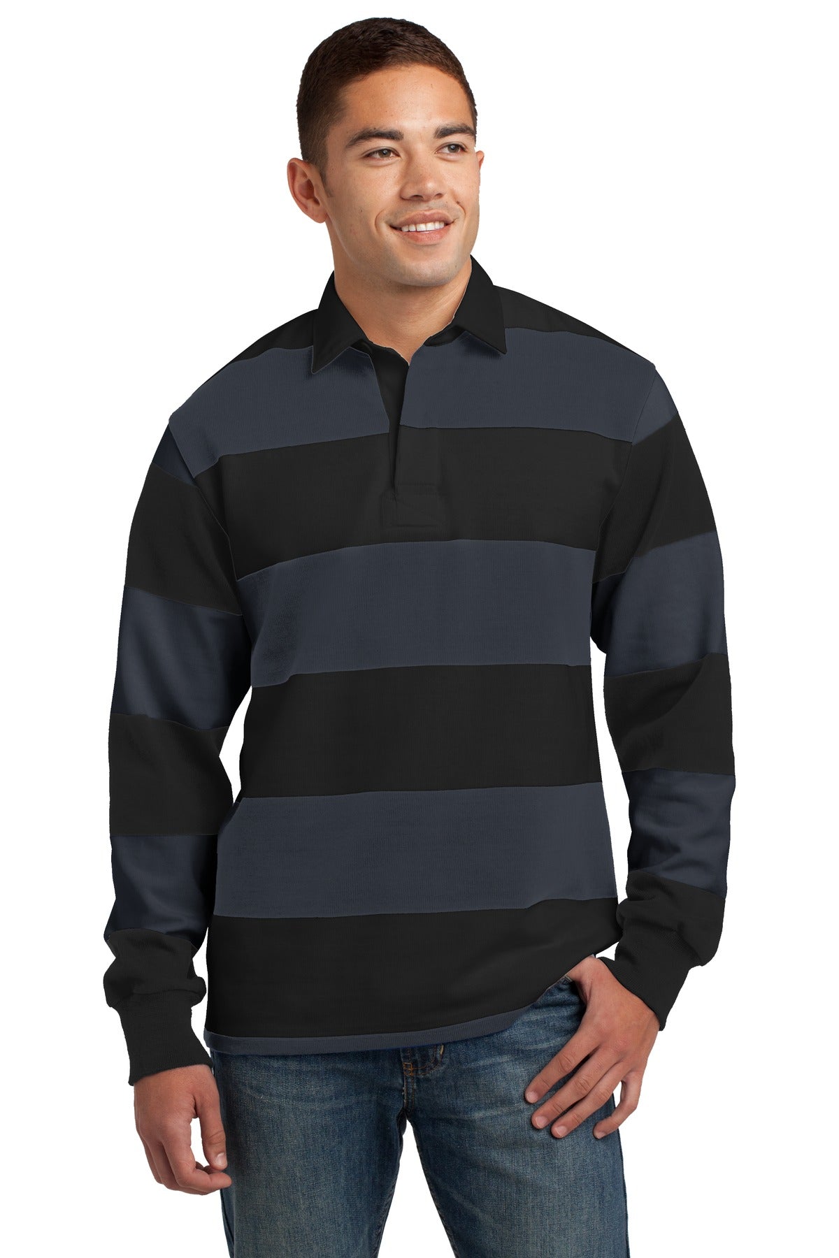 Sport-Tek Classic Long Sleeve Rugby Polo. ST301