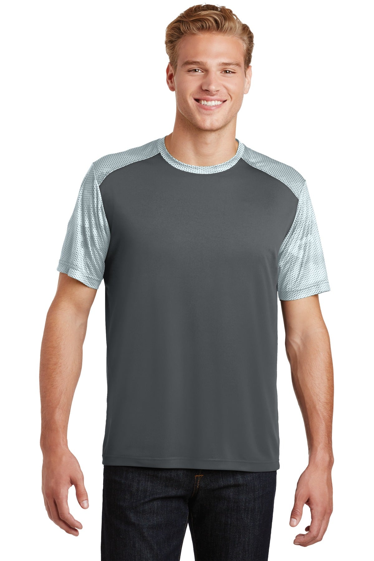 Sport-Tek CamoHex Colorblock Tee. ST371