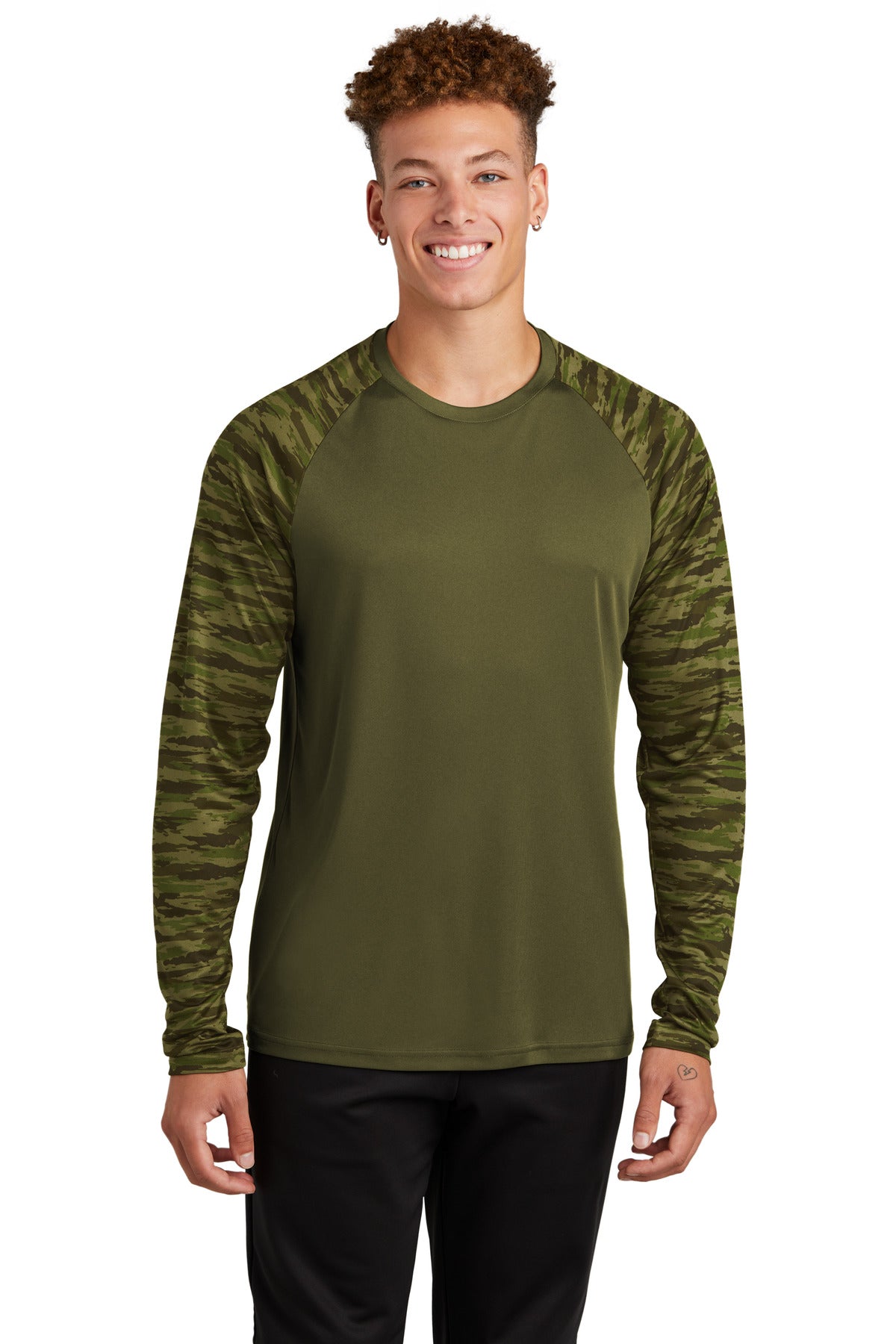 Sport-Tek Drift Camo Colorblock Long Sleeve Tee ST376LS