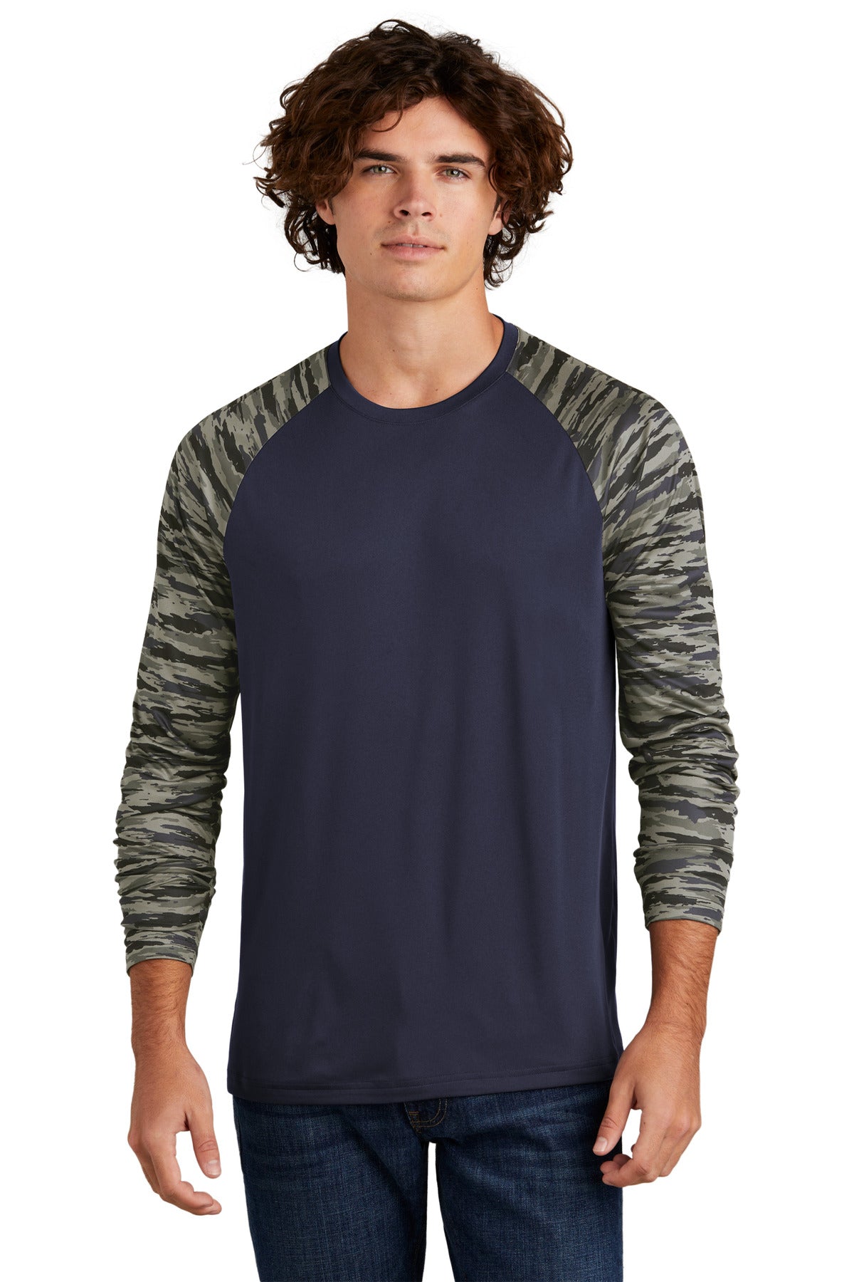 Sport-Tek Drift Camo Colorblock Long Sleeve Tee ST376LS