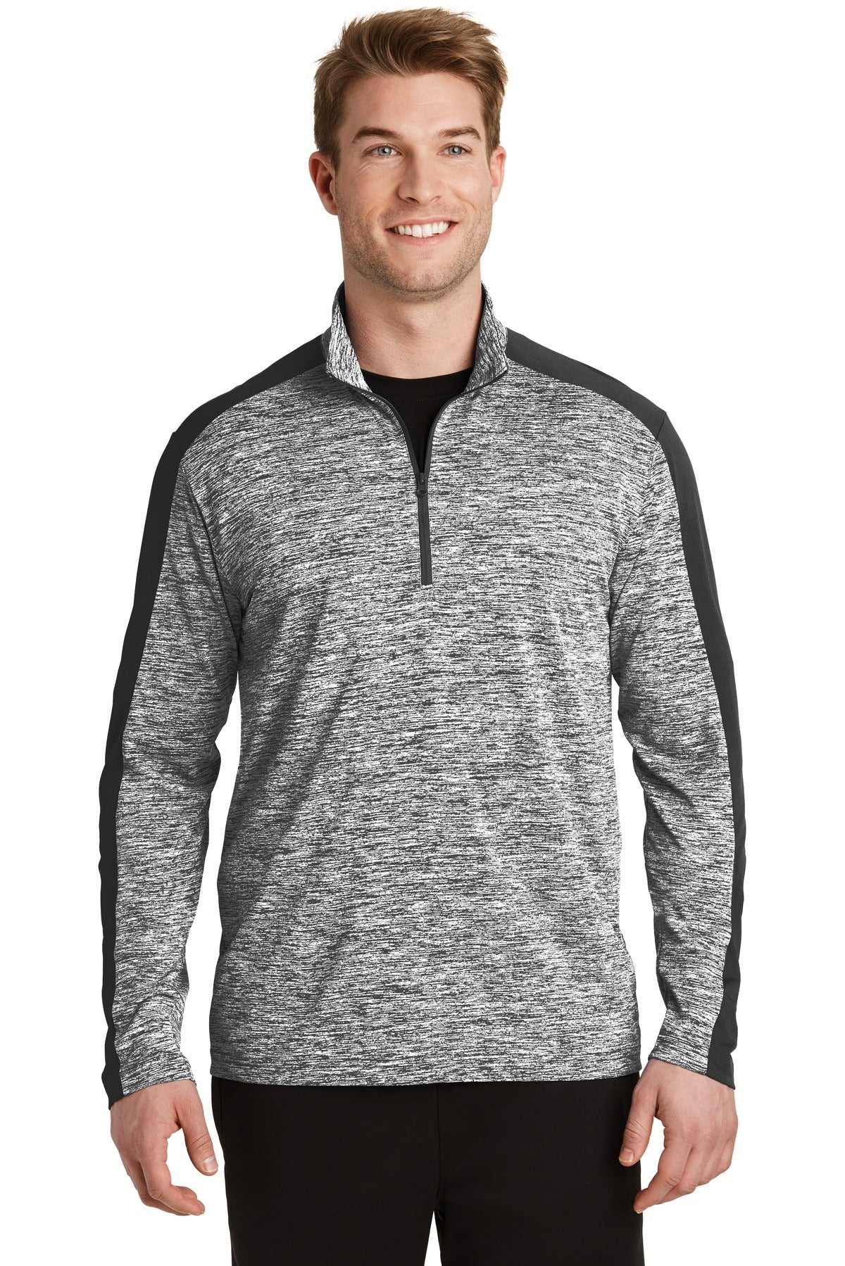 Sport-Tek PosiCharge Electric Heather Colorblock 1/4-Zip Pullover. ST397