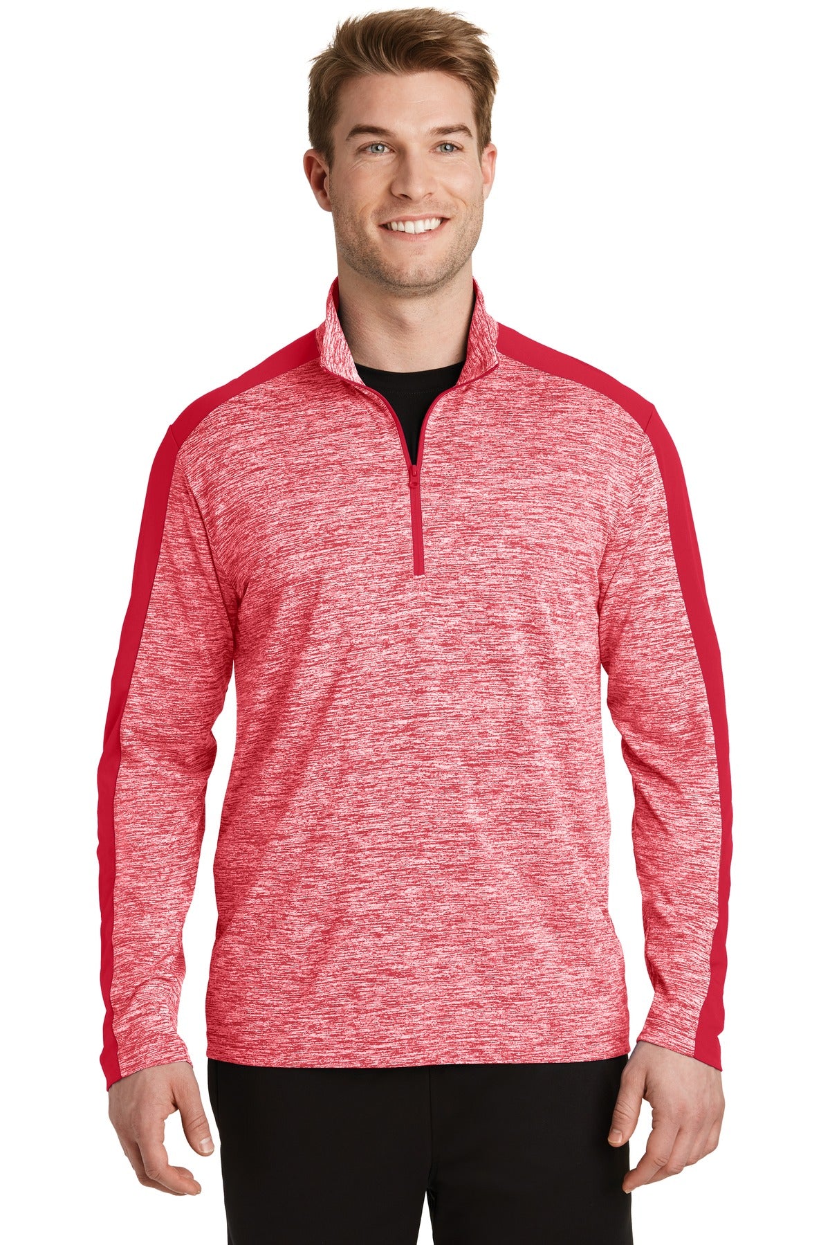 Sport-Tek PosiCharge Electric Heather Colorblock 1/4-Zip Pullover. ST397