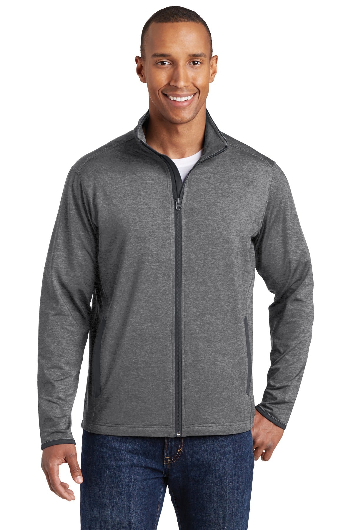 Sport-Tek Sport-Wick Stretch Contrast Full-Zip Jacket.  ST853