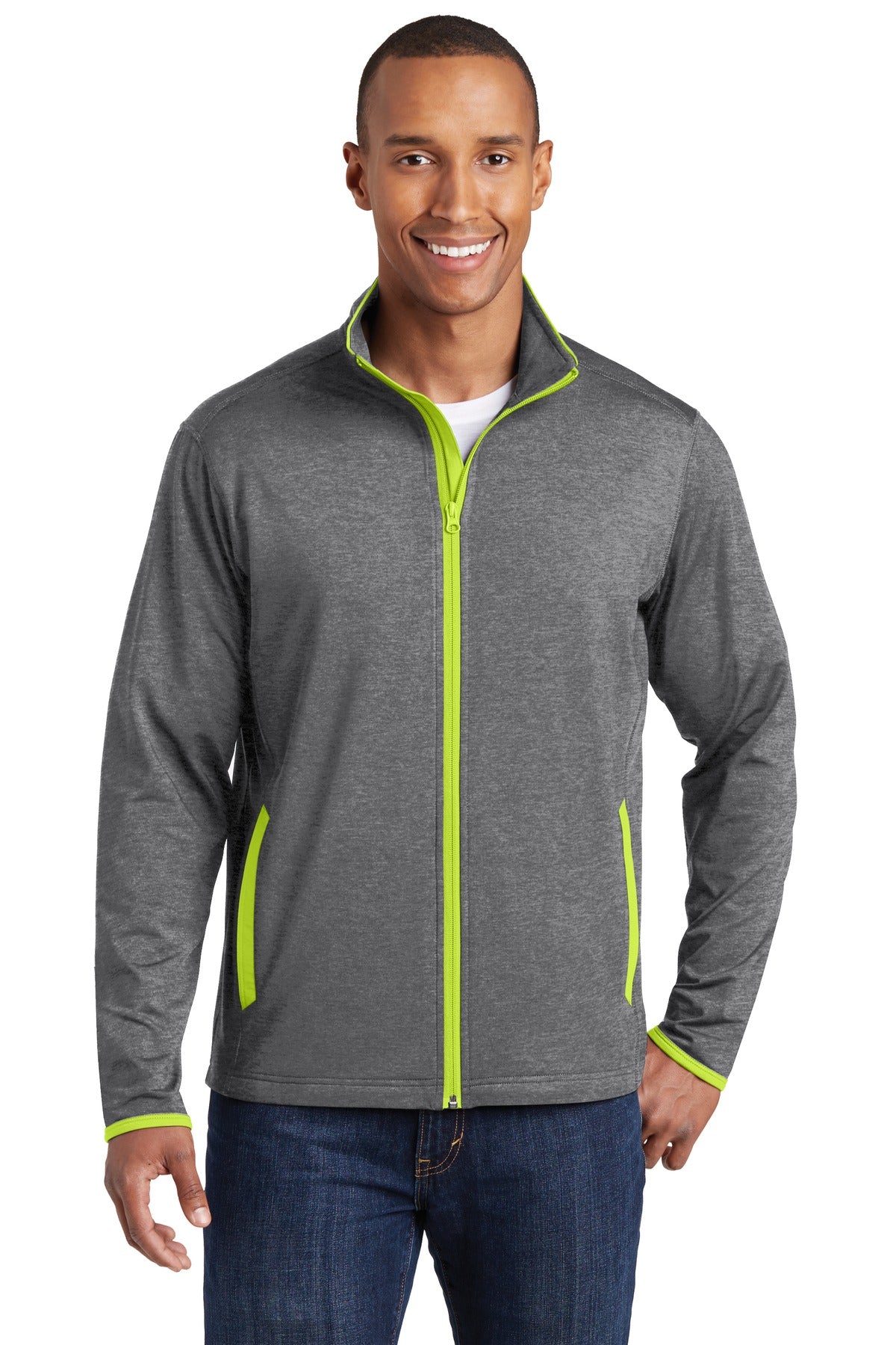 Sport-Tek Sport-Wick Stretch Contrast Full-Zip Jacket.  ST853