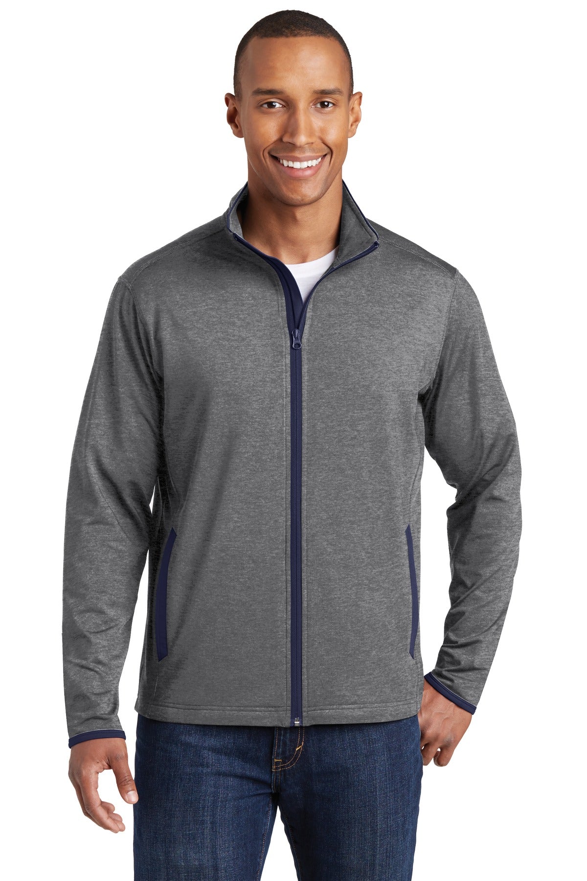 Sport-Tek Sport-Wick Stretch Contrast Full-Zip Jacket.  ST853