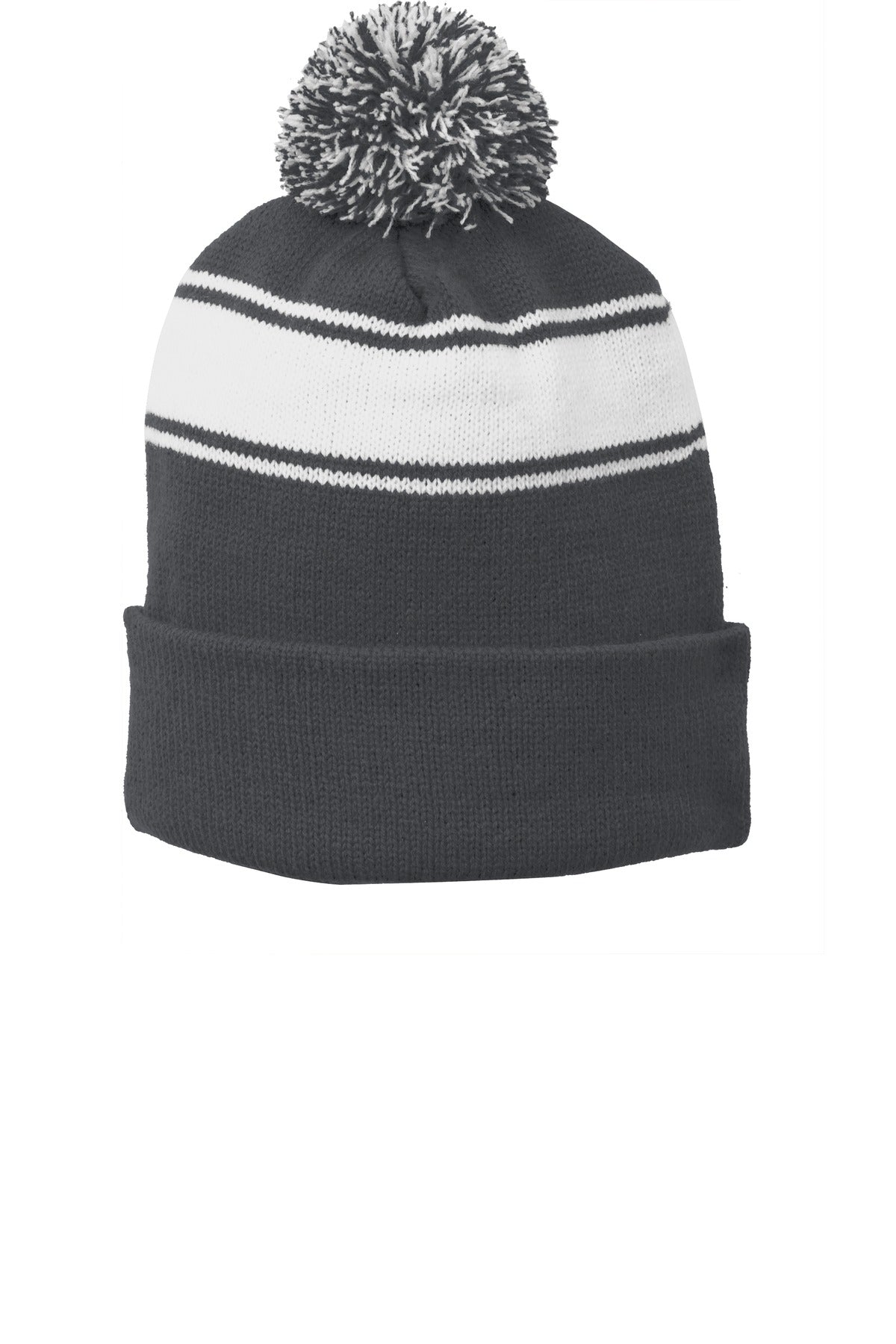 Sport-Tek Stripe Pom Pom Beanie.  STC28