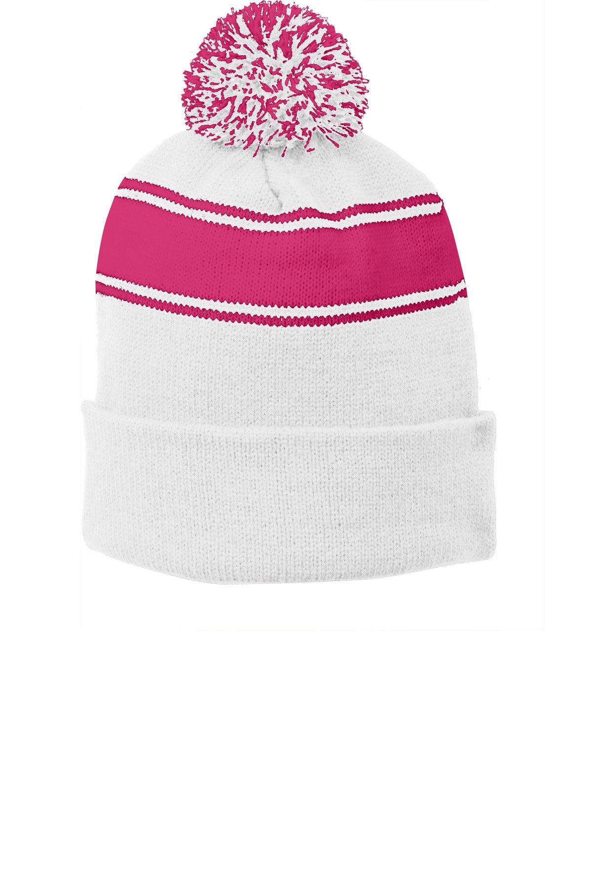 Sport-Tek Stripe Pom Pom Beanie.  STC28