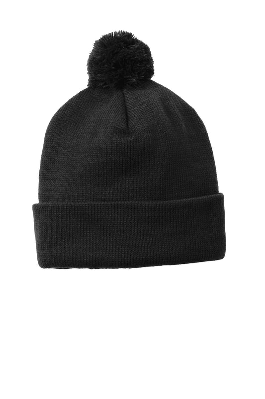 Sport-Tek  Solid Pom Pom Beanie. STC37