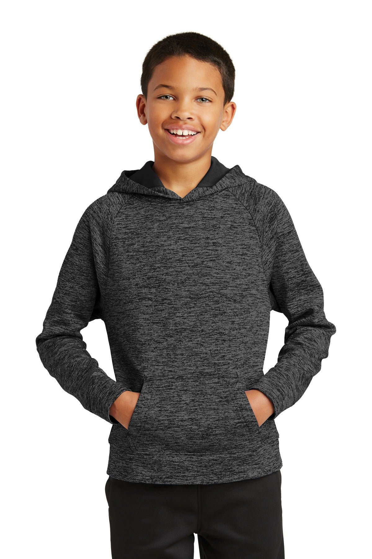 Sport-Tek Youth PosiCharge Electric Heather Fleece Hooded Pullover. YST225