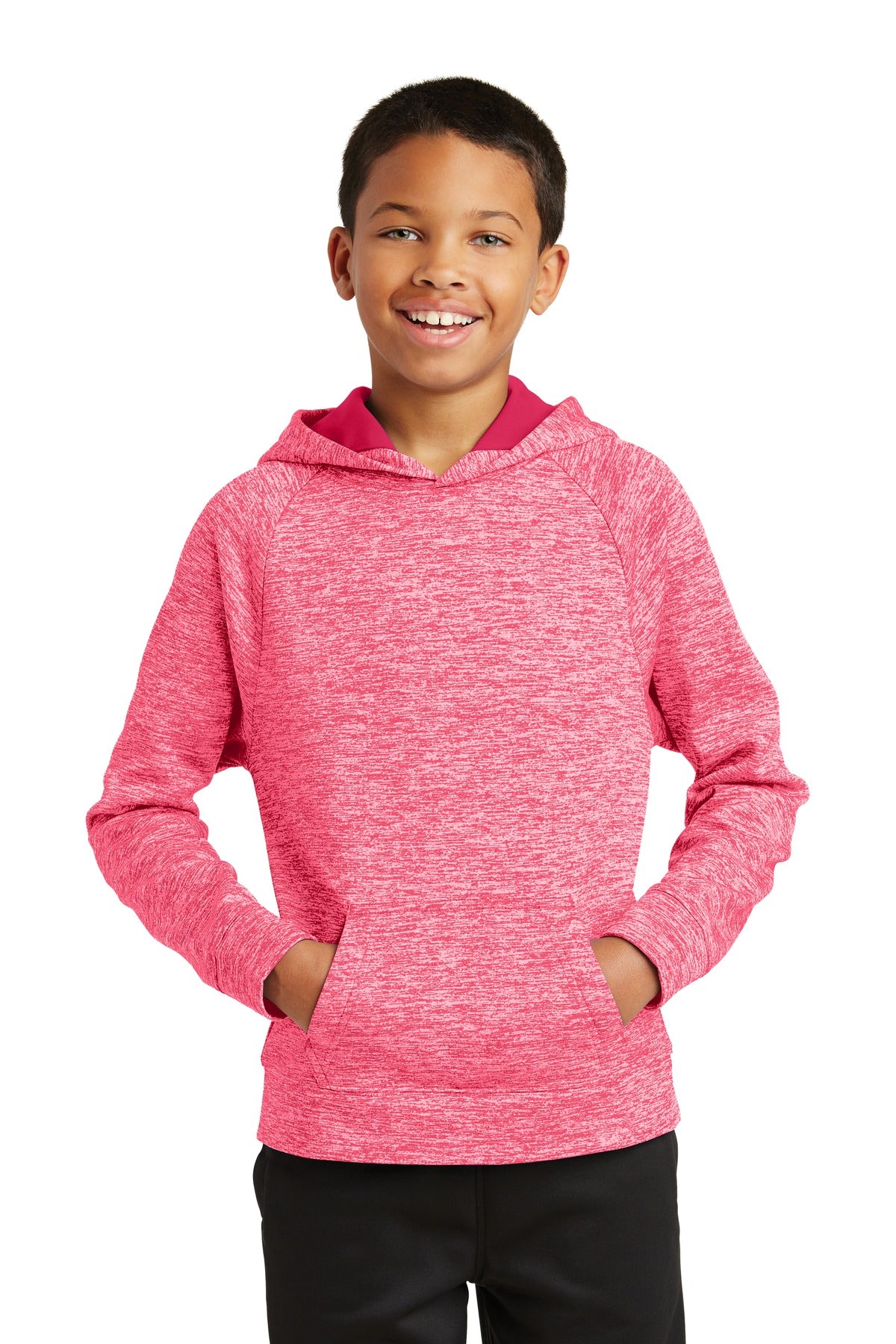 Sport-Tek Youth PosiCharge Electric Heather Fleece Hooded Pullover. YST225