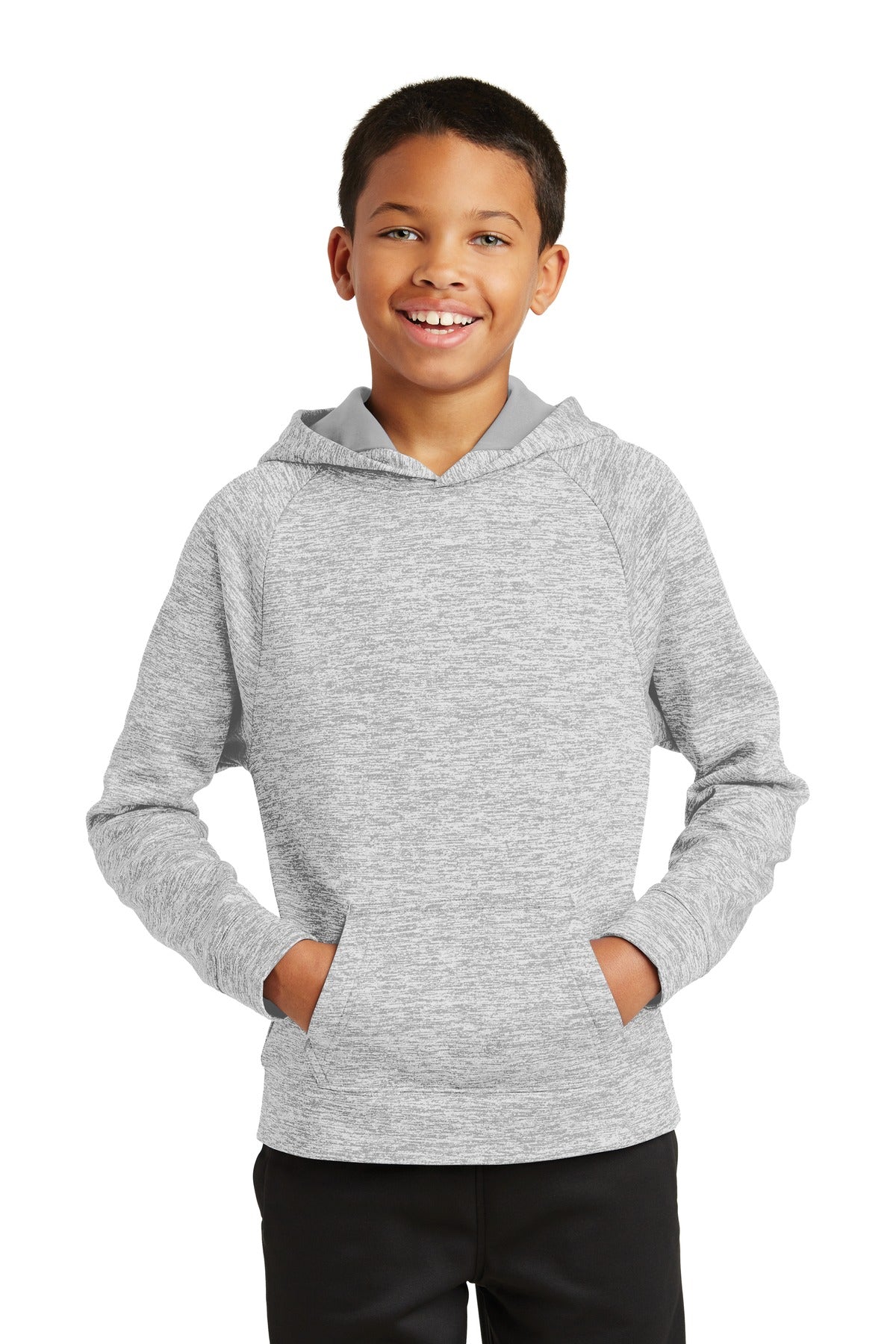 Sport-Tek Youth PosiCharge Electric Heather Fleece Hooded Pullover. YST225