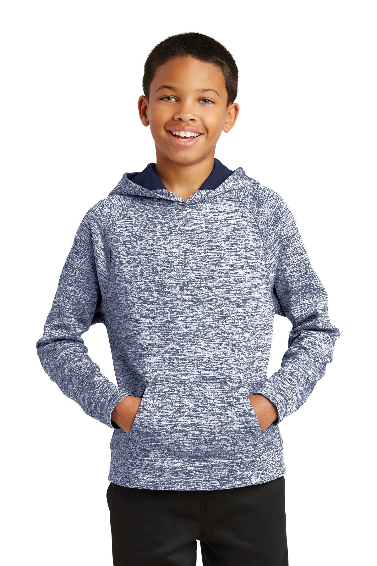 Sport-Tek Youth PosiCharge Electric Heather Fleece Hooded Pullover. YST225