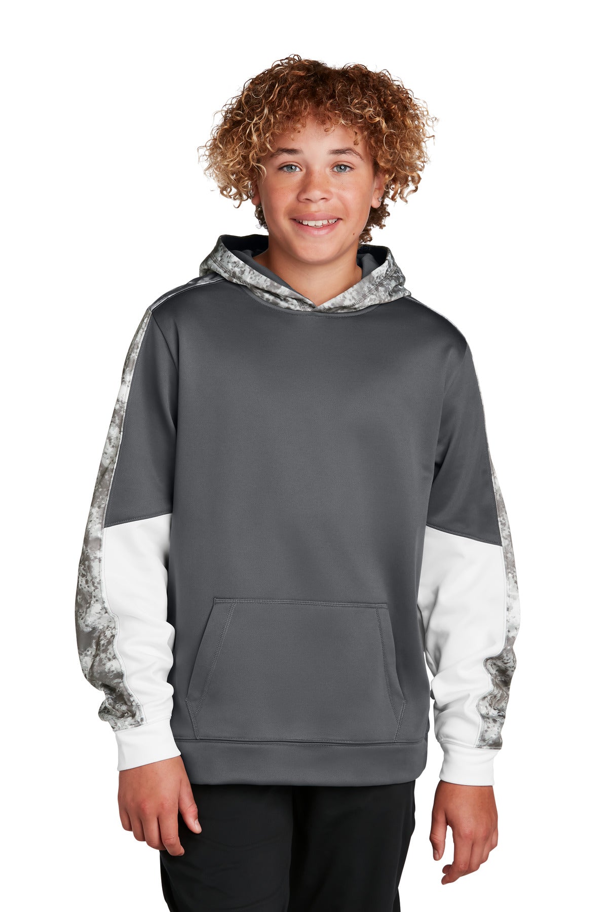 Sport-Tek Youth Sport-Wick Mineral Freeze Fleece Colorblock Hooded Pullover. YST231