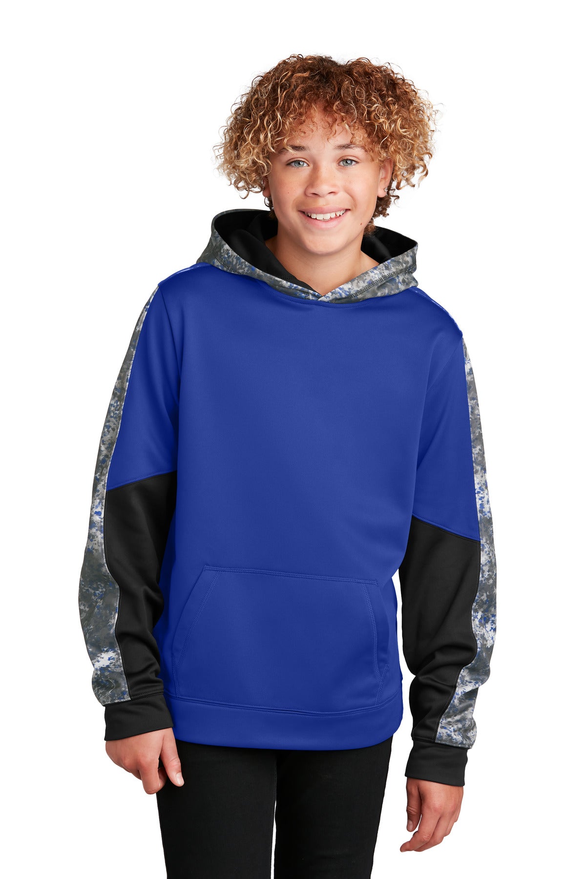 Sport-Tek Youth Sport-Wick Mineral Freeze Fleece Colorblock Hooded Pullover. YST231