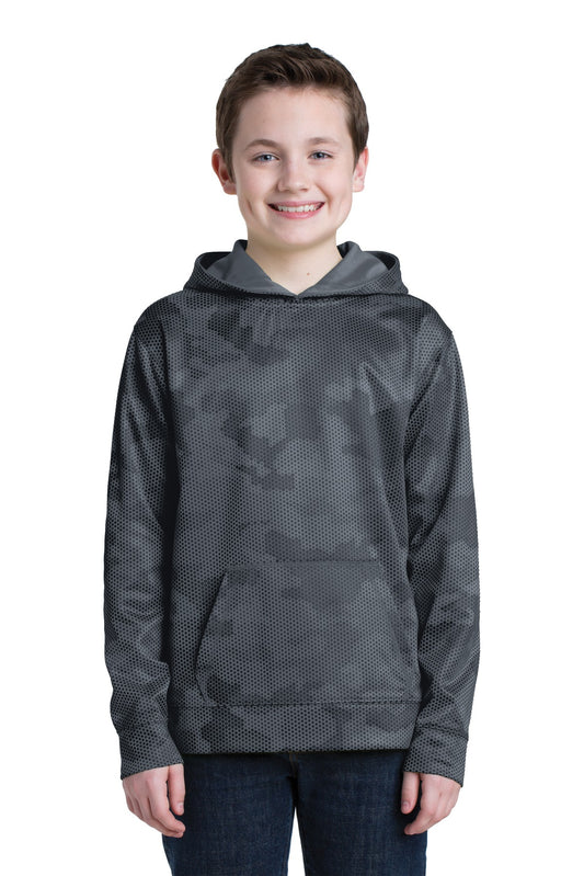 Sport-Tek Youth Sport-Wick CamoHex Fleece Hooded Pullover.  YST240