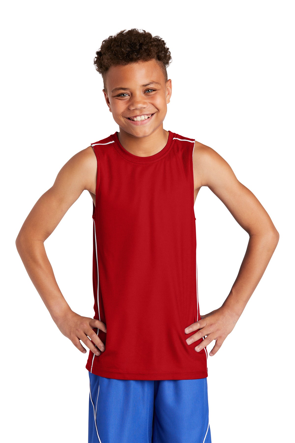 Sport-Tek Youth PosiCharge Mesh Reversible Sleeveless Tee. YT555